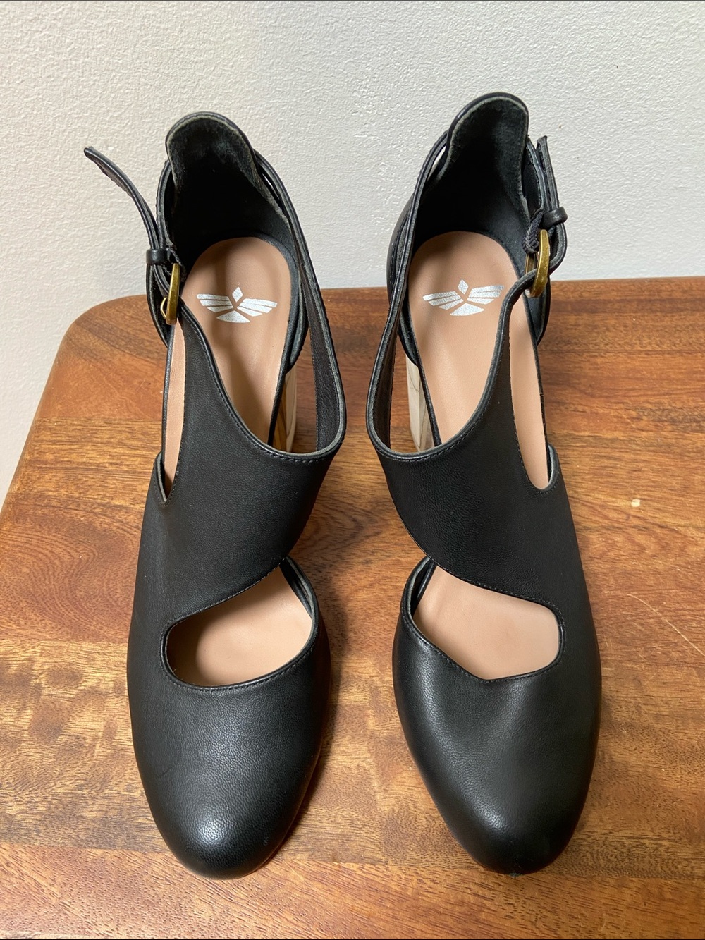 Fortress of Inca Luna Naya Anthropologie Black Leather Slingback Heels - Picture 5 of 12